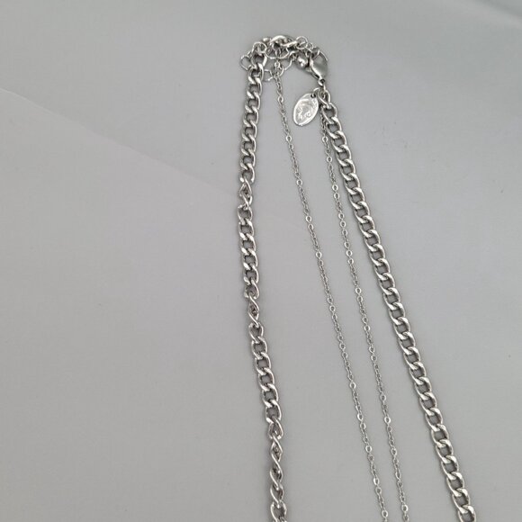 Charming charlie necklace long Multi strand green silver tone 32" - Picture 12 of 16